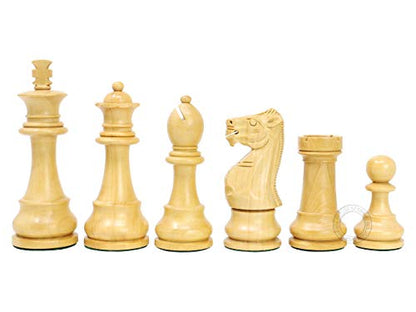 House of Chess - Tournament Chess Set Pieces - Unique Staunton Golden Acacia Wood/Boxwood - King Height: 3.75" (95 mm) - 2 Extra Queens - Weighted