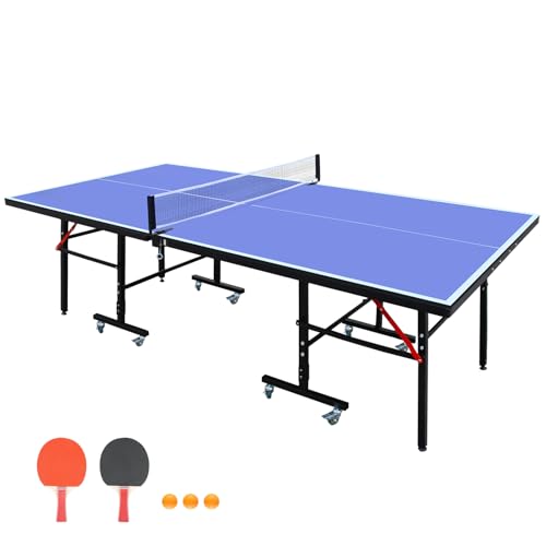 8ft Foldable Table Tennis Table Set with Net, Paddles, and Balls