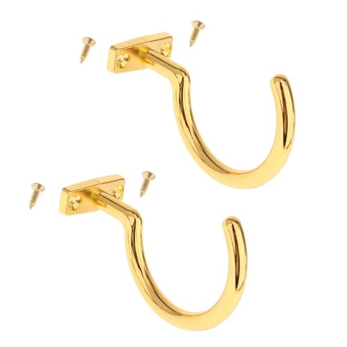 2pcs Billiard Table Bridge Stick Hooks Billiard Pool Cue Accessory Ball Rack Hooks with Mounting Screws (Gold) - color: Gold