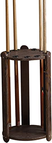OSCCAR Freestanding Pool Cues Racks, Wooden Billiard Cue Storage Rack with Holds 9 Ball Holders, Supplies Billiard Table Rack Accessories, for Game Room