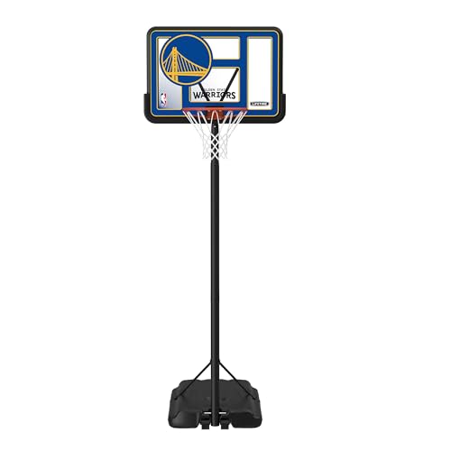 Lifetime NBA Golden State Warriors Portable Basketball Hoop, Adjustable Height 7.5-10 Ft, 44 Inch Shatterproof Fusion Backboard, Base with Wheels - color: Golden State Warriors