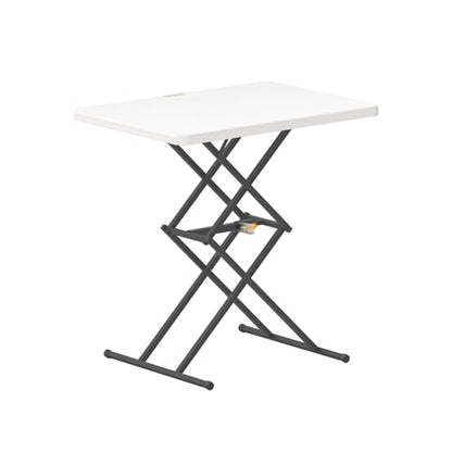 FanttikOutdoor Folding Table 2-Second One-Hand Height Adjustment, 3 Settings, Ultra-Thin 3.2" Fold, No Assembly, TV Tray Laptop Desk 28 inch, 1 Pack, White Zeta X1 Pro - color: Granite White