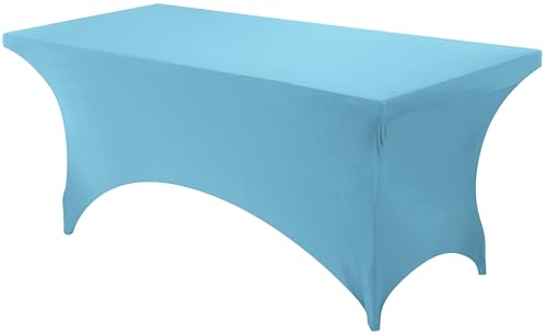 Utopia Kitchen Spandex Tablecloth 1 Pack [6FT, Blue Mist] Tight, Fitted, Washable and Wrinkle Resistant Stretch Rectangular Patio Table Cover for Event, Wedding, Banquet & Parties [72Lx30Wx30H Inch] - color: Blue Mist, size: 6 Feet - 1 Pack