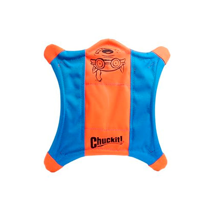 Chuckit! Flying Squirrel Fetch Dog Toy - Water Floating Flyer - Soft and Durable Polyester Canvas Construction - For Large Dogs - Size Large - 11-inch Diameter - Pack of 1 - Orange and Blue - size: Large