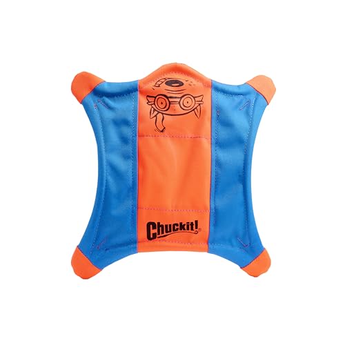 Chuckit! Flying Squirrel Fetch Dog Toy - Water Floating Flyer - Soft and Durable Polyester Canvas Construction - For Large Dogs - Size Large - 11-inch Diameter - Pack of 1 - Orange and Blue - size: Large