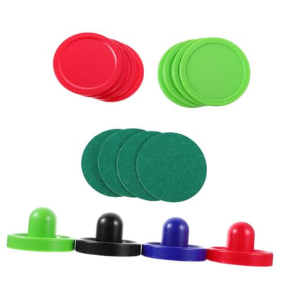 Air Hockey Pushers and Pucks Plastic Strikers with Thick Felt Pads for Table Game Replacement Accessories in Blue Black Red Green