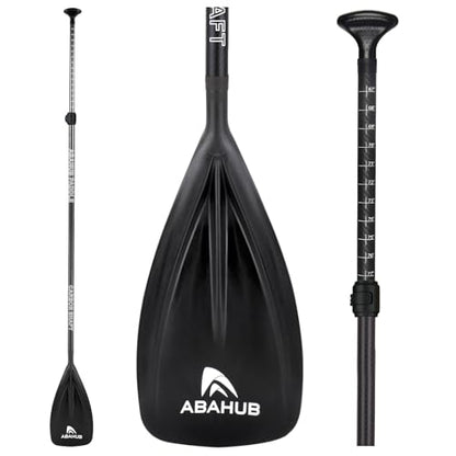 Abahub 1 x 3 Section Carbon Fiber SUP Paddle, Adjustable 67''-86'' Stand Up Paddle Lightweight Carbon Shaft, Black/Blue/Yellow/Green/Orange/Red Plastic Blade + Paddle Bag - color: Black-SUP Paddle