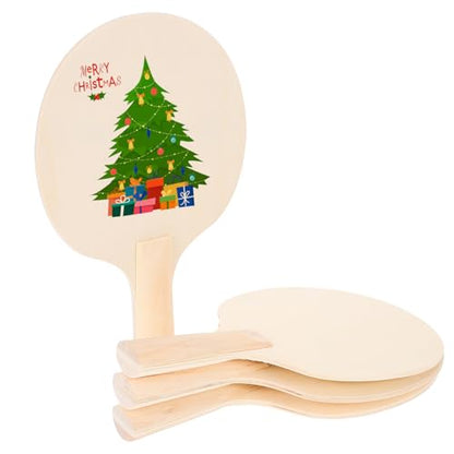 Unfinished Wooden Ping Pong Paddles, 2 Pairs Unpainted Wood Table Tennis Paddles - Plain Wood Table Tennis Rackets for Indoor & Outdoor Games