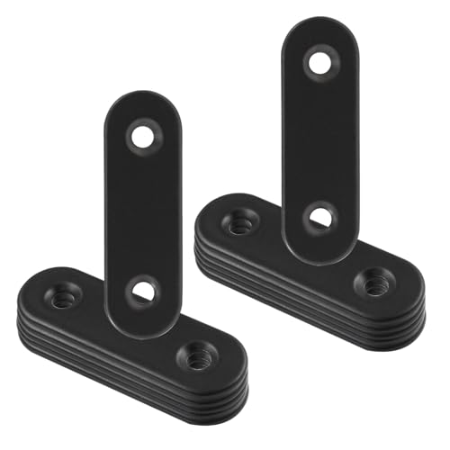 12 Pcs 2 Inch Straight Bracket, Stainless Steel Flat Mending Brace, Black Connector Plate with Mounting Screws & Screwdriver for Furniture Repair, Fixing - size: Black, 2" x 0.6"