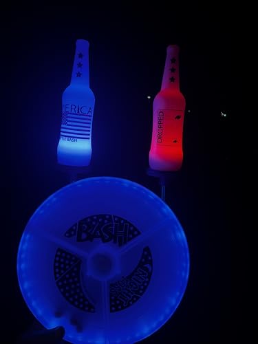 Original Bottle Bash (Beersbee, Polish Horseshoes, Frisbeer) Bottle Set ONLY, Unbreakable - Choose Yellow, USA or USA LED Version - color: Red/White/Blue - LED