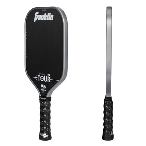 Franklin Sports Pro Pickleball Paddle Set - FS Tour Series Carbon Fiber Paddle, Cover + Eraser - 14mm + 16mm - color: Grey, size: Dynasty - 14mm