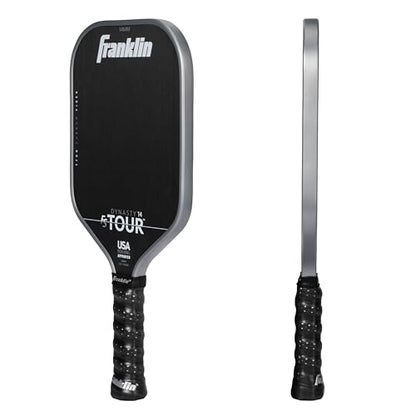 Franklin Sports Pro Pickleball Paddle Set - FS Tour Series Carbon Fiber Paddle, Cover + Eraser - 14mm + 16mm - color: Grey, size: Dynasty - 14mm