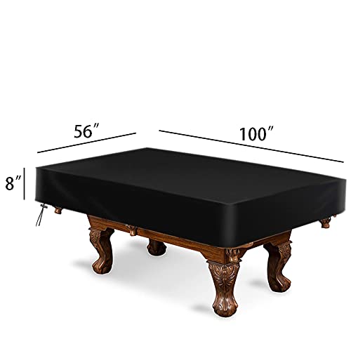 amberr Billiard Pool Table Cover,Waterproof Fade Resistant Windproof Scratch Resistant Covers Cover for Pool Table Snooker Billiard Table (Black, 8FT: 100x56x8in) - color: Black, size: 8FT: 100x56x8in