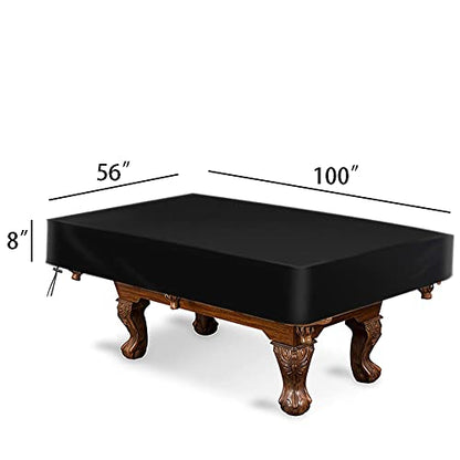 amberr Billiard Pool Table Cover,Waterproof Fade Resistant Windproof Scratch Resistant Covers Cover for Pool Table Snooker Billiard Table (Black, 8FT: 100x56x8in) - color: Black, size: 8FT: 100x56x8in