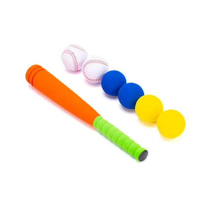 CeleMoon 16.5 Inch [Mini Size] Soft Kids Foam Baseball Bat Toy Set with 6 Balls, for Toddler Age 3 Years Old Indoor Outdoor Sport T Ball Playing Game, Orange