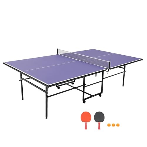 Professional Outdoor Table Tennis Tables,Foldable &Portable Ping Pong Table Set for Indoor & Outdoor Games with Net for Adults/Teens,2 Table Tennis Paddles and 3 Balls