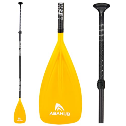 Abahub 1 x 3 Section Carbon Fiber SUP Paddle, Adjustable 67''-86'' Stand Up Paddle Lightweight Carbon Shaft, Black/Blue/Yellow/Green/Orange/Red Plastic Blade + Paddle Bag - color: Yellow-SUP Paddle