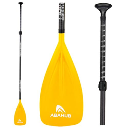 Abahub 1 x 3 Section Carbon Fiber SUP Paddle, Adjustable 67''-86'' Stand Up Paddle Lightweight Carbon Shaft, Black/Blue/Yellow/Green/Orange/Red Plastic Blade + Paddle Bag - color: Yellow-SUP Paddle