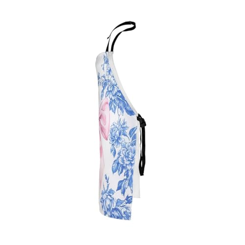 Manfei Blue Bowknot Kids Kitchen Apron - color: Ink Blue