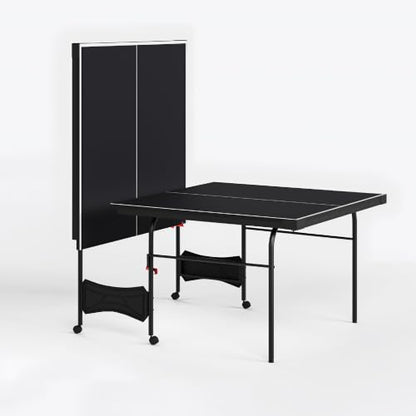 Zevemomo Table Tennis Table, Foldable Ping Pong Tables w/ 2 Paddles 3 Balls - color: Black