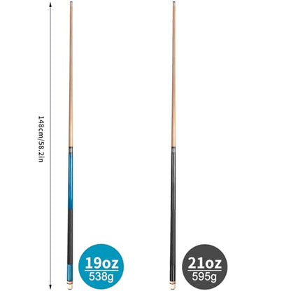 AKLOT Pool Cues,58" Pool Cue Stick Canadian Maple Wood Billiard Cues Sticks for Professional Billiard Players 18 19 20 21 oz - color: 2 PCS 19oz 21oz