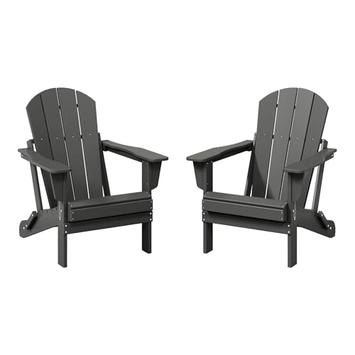 WestinTrends Malibu 2 Piece Set Outdoor Folding Poly Adirondack Chair, Gray - color: Grey, size: 2 Chair