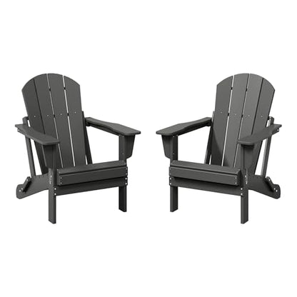 WestinTrends Malibu 2 Piece Set Outdoor Folding Poly Adirondack Chair, Gray - color: Grey, size: 2 Chair