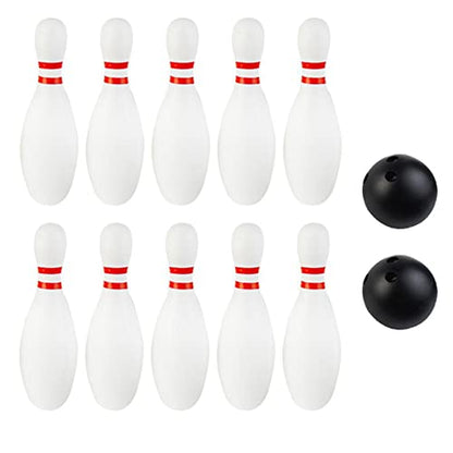 Kids Bowling Toy Set 10 Pcs with 2 Balls, 22cm (8.66in) Plastic Bowling Pins, Indoor Bowling Game for Children