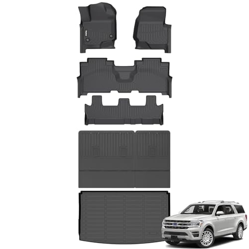 Wailtnb-All Weather Floor Mats & Cargo Liner Backrest Mat for Ford Expedition Max Bench 2021-2024 8 Seat Custom Fit Ford Expedition Max Bench 2021-2024 Waterproof Durable Accessories - style: 42|For Expedition Max | 2021-2025 | Bench 8 Backrest Set