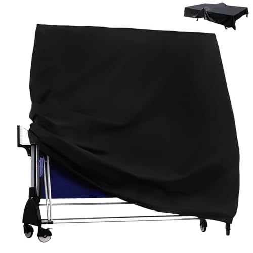 Waterproof Ping Pong Table Cover, 210D Polyester Taffeta Tennis Protector for Regulation Size Tables, Black, 72.83 x 64.96 x 27.55 in