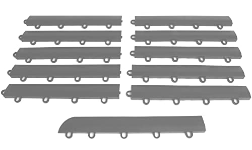 Big Floors Garage Floor Transition Edge, Interlocking Modular Garage Floor Edging Compatible with RaceDeck, GarageTrac & GarageDeck Tiles (Female, 11 Pack, Gray) - color: Alloy, size: 11 Pack, Female