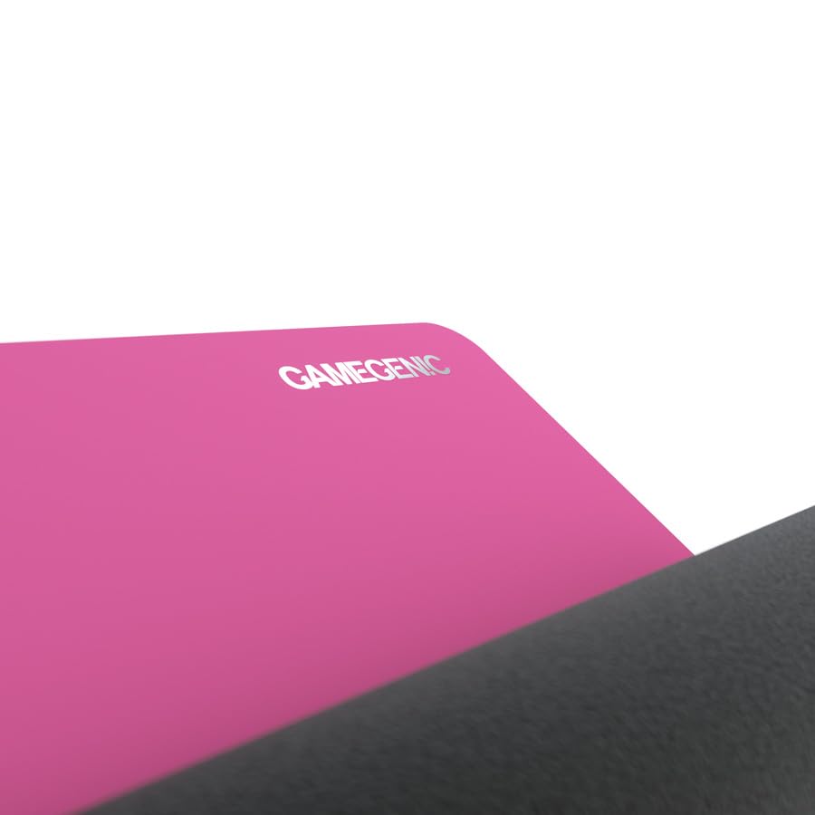 Gamegenic Prime Playmat – Pink Color, 61 x 35 cm Soft Cushioned Natural Rubber Playmat with Anti-Slip Back & Silver Foil Logo, Premium Surface for Card Games, Dice, and Desk Protection - color: Pink