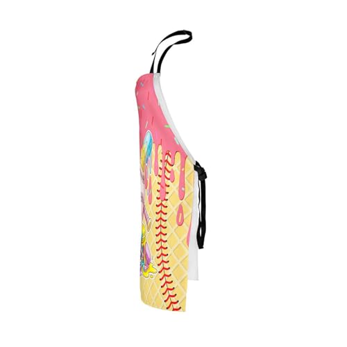 Castle Fairy Ice Cream Drip Baseball Kids Kitchen Apron - color: Yellow