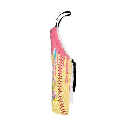 Castle Fairy Ice Cream Drip Baseball Kids Kitchen Apron - color: Yellow