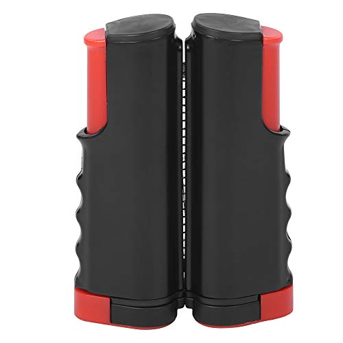Retractable Table Tennis Net Rack, Portable Plastic Polyester Cotton, Telescopic Length up to 170cm669inch/., Install Spring Clamp System, Stable on - color: Black and red wavy edge
