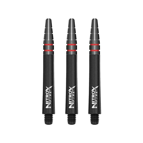 RED DRAGON Nitro Xfire Dart Shafts - Carbon Fiber Blend Stems with Aluminum Flight Locking System & Anti-Deflection Design - Available in Short, Intermediate & Medium Sizes - color: Black Medium