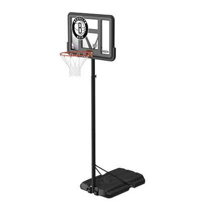 Lifetime NBA Brooklyn Nets Portable Basketball Hoop, Adjustable Height 7.5-10 Ft, 44 Inch Shatterproof Fusion Backboard, Base with Wheels - color: Brooklyn Nets