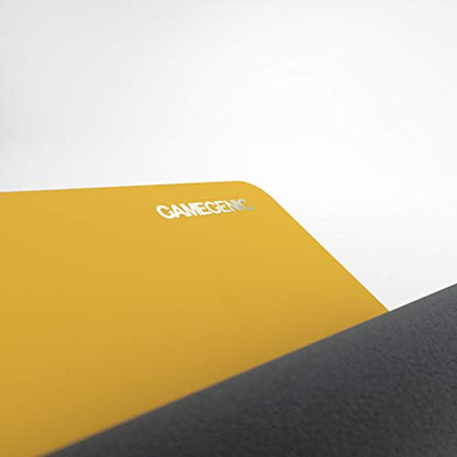 Gamegenic Prime Playmat – Yellow Color, 61 x 35 cm Soft Cushioned Natural Rubber Playmat with Anti-Slip Back & Silver Foil Logo, Premium Surface for Card Games, Dice, and Desk Protection - color: Yellow