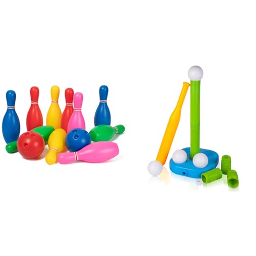 Liberry Toys for 2 3 4 Year Old Boys Girls Christmas Birthday Gift, Toddler Bowling Set and Kids T-Ball Set