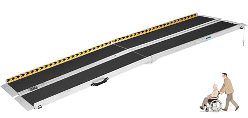 10 Feet Aluminum Folding Wheelchair Ramp for Home Steps | Non-Skid Handicap Threshold Wheel Chair Ramp for Home Steps, Stairs, Entry, Threshold, Doorways, 600LBS Capacity,28in Wide - size: 10FT-black
