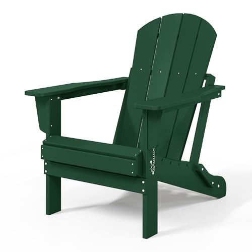 WestinTrends Malibu 2 Piece Set Outdoor Folding Poly Adirondack Chair, Dark Green - color: Dark Green, size: 2 Chair