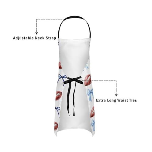 Manfei Blue Bowknot Kids Kitchen Apron - color: Blue White