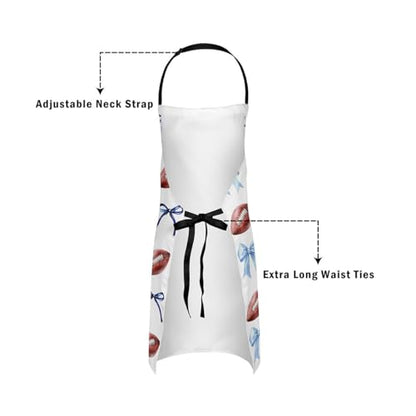 Manfei Blue Bowknot Kids Kitchen Apron - color: Blue White