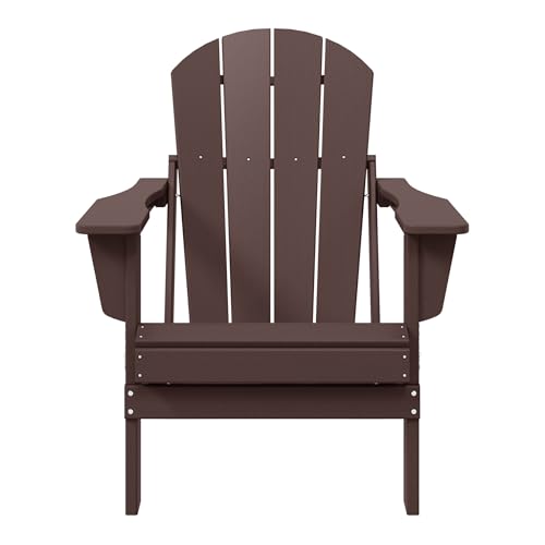 WestinTrends Malibu HDPE Outdoor Patio Folding Poly Adirondack Chair, Dark Brown - color: Dark Brown, size: 1 Chair