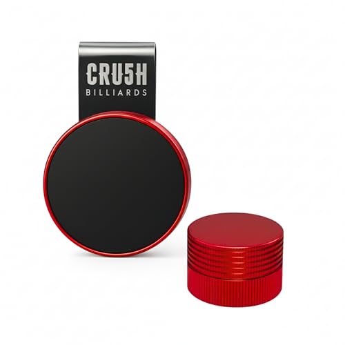 Magnetic Chalk Holder with Lid & Belt Clip – Round Billiard Pool Cue Chalk Holder with Strong Magnet, Portable Snooker Chalk Case for Players - color: Red