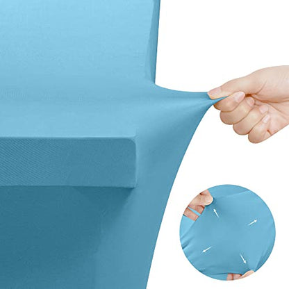 Utopia Kitchen Spandex Tablecloth 2 Pack [6FT, Blue Mist] Tight, Fitted, Washable and Wrinkle Resistant Stretch Rectangular Patio Table Cover for Event, Wedding, Banquet & Parties [72Lx30Wx30H Inch] - color: Blue Mist, size: 6 Feet - 2 Pack