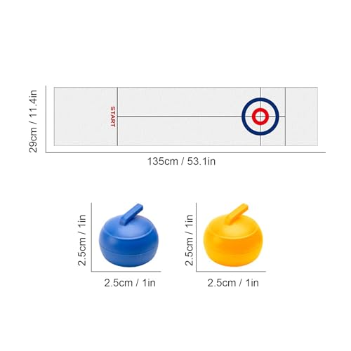 Asixxsix Tabletop Curling Game, Portable Board Game with Foldable Mat and 16 x Balls, Family Set for Home & Outdoor Fun Indoor Table