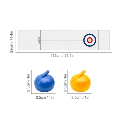 Asixxsix Tabletop Curling Game, Portable Board Game with Foldable Mat and 16 x Balls, Family Set for Home & Outdoor Fun Indoor Table