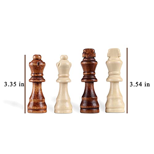 62 Pieces Wooden Checker Pieces & Chess Pieces 2 in 1 Chess Game Set Board Games Accessories Classic Wooden Chess Game Set in 2 Styles and 2 Colors