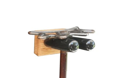 Matching Set of two Billiard Pool Rack Holders and a Billiard Pool Bridge Stick Holder (Made in the USA) (Oak) - color: Oak